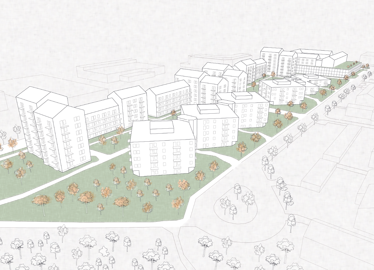 Utformning av huskropparna Ersboda Gård vid en eventuell konvertering av befintliga hus.